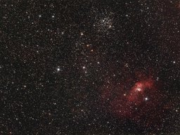 M52, Bubble Nebula and Nova in Cassiopeia